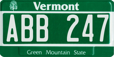VT license plate ABB247