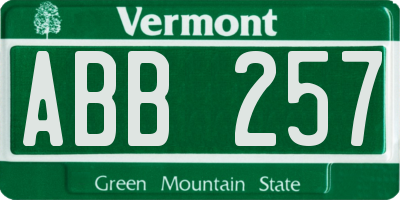 VT license plate ABB257