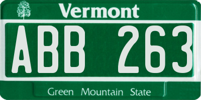 VT license plate ABB263