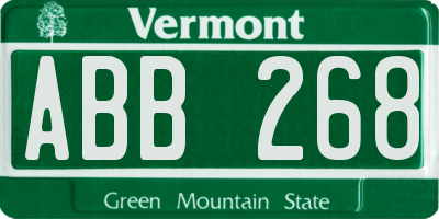 VT license plate ABB268