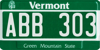 VT license plate ABB303