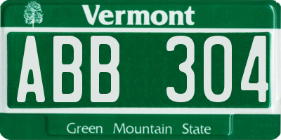 VT license plate ABB304