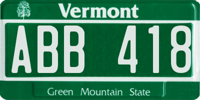 VT license plate ABB418