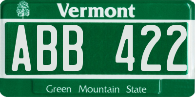 VT license plate ABB422