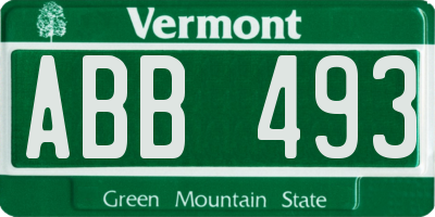 VT license plate ABB493