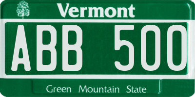 VT license plate ABB500