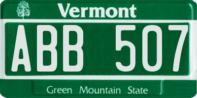 VT license plate ABB507