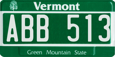 VT license plate ABB513