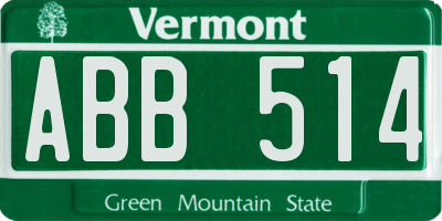 VT license plate ABB514
