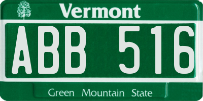 VT license plate ABB516