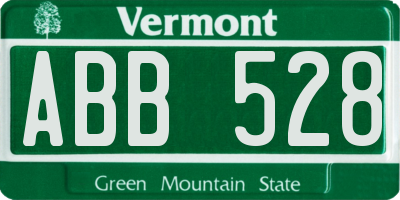 VT license plate ABB528