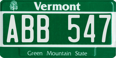 VT license plate ABB547