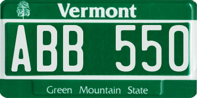 VT license plate ABB550