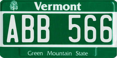 VT license plate ABB566