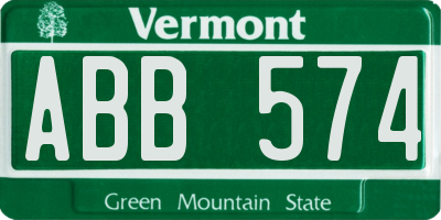 VT license plate ABB574
