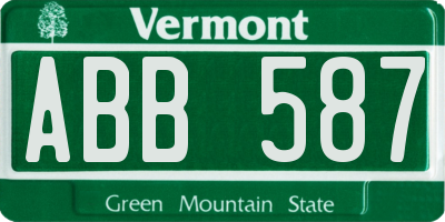 VT license plate ABB587