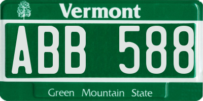 VT license plate ABB588