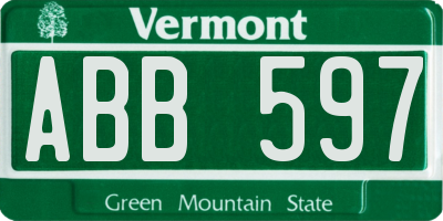VT license plate ABB597