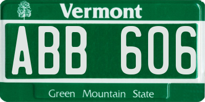 VT license plate ABB606