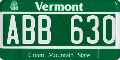 VT license plate ABB630