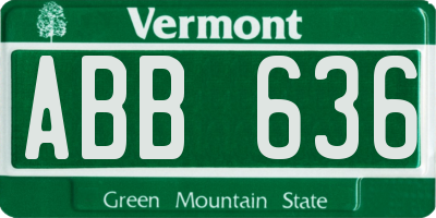 VT license plate ABB636