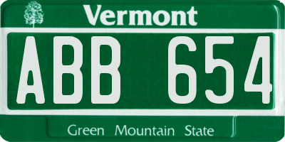 VT license plate ABB654