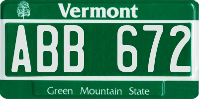 VT license plate ABB672