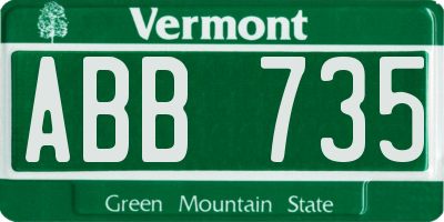 VT license plate ABB735