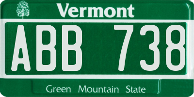 VT license plate ABB738