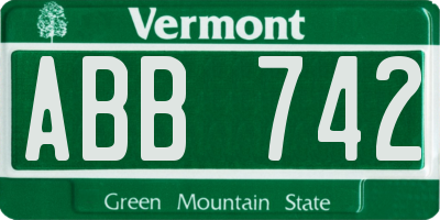 VT license plate ABB742