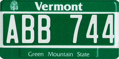 VT license plate ABB744