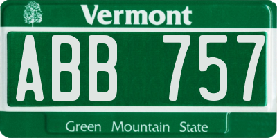VT license plate ABB757