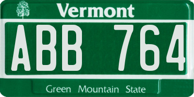 VT license plate ABB764