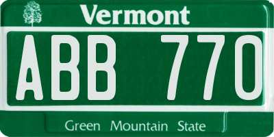 VT license plate ABB770