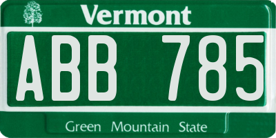 VT license plate ABB785