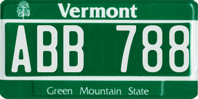 VT license plate ABB788
