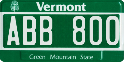 VT license plate ABB800