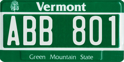 VT license plate ABB801