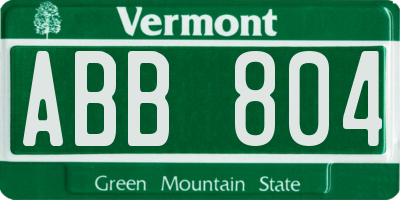 VT license plate ABB804