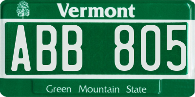 VT license plate ABB805