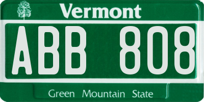 VT license plate ABB808