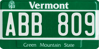 VT license plate ABB809