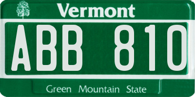 VT license plate ABB810