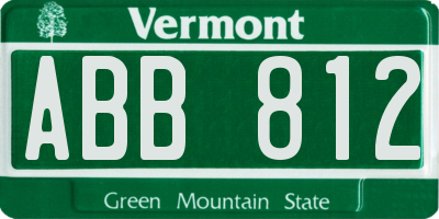 VT license plate ABB812