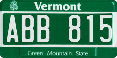 VT license plate ABB815