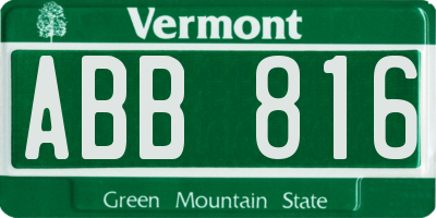 VT license plate ABB816