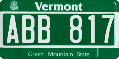 VT license plate ABB817