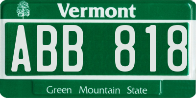 VT license plate ABB818