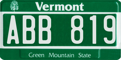 VT license plate ABB819