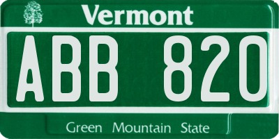 VT license plate ABB820